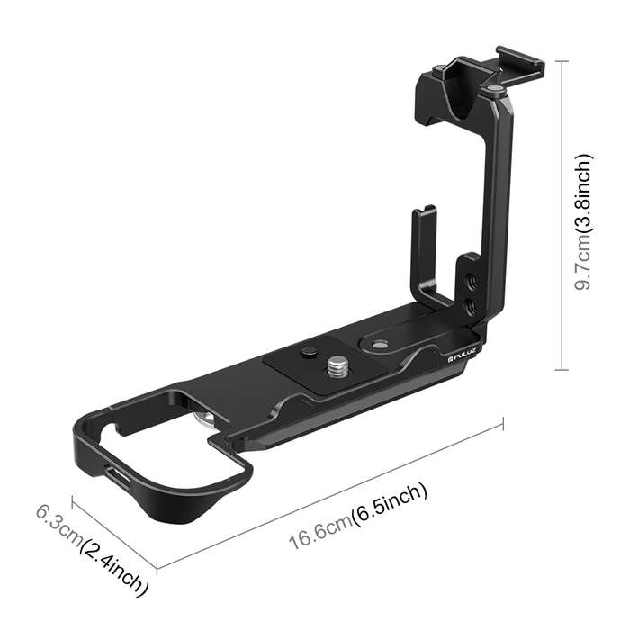 For Nikon Z6III PULUZ 1/4 inch Vertical Shoot Quick Release L Plate Bracket Base Holder (Black)