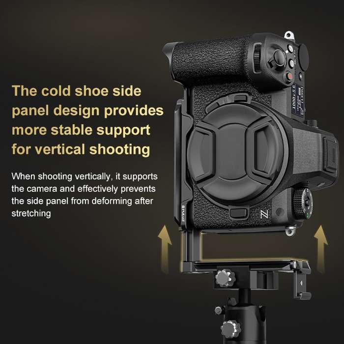 For Nikon Z6III PULUZ 1/4 inch Vertical Shoot Quick Release L Plate Bracket Base Holder (Black)