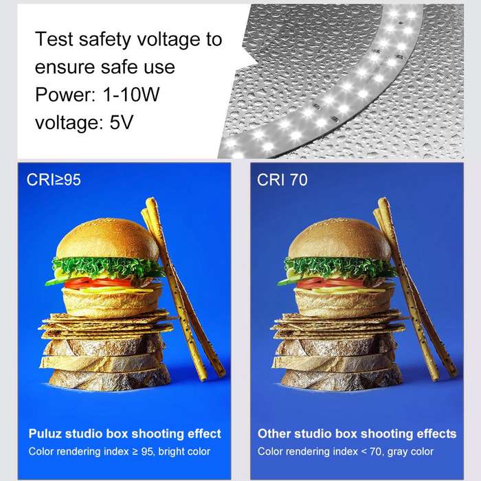 PULUZ 25cm Folding Portable High 97 CRI Ring Light Photo Lighting Studio Shooting Tent Box with