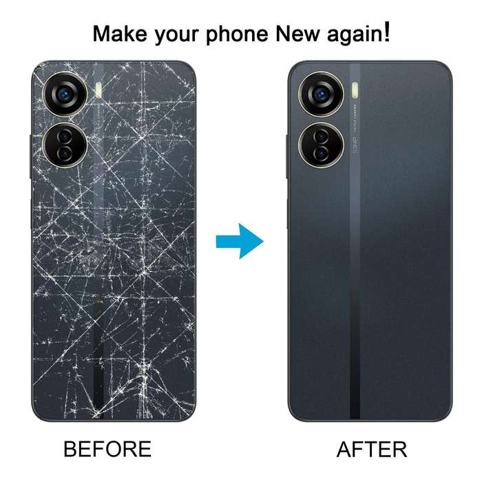 For ZTE Axon 40 Lite Plastic Battery Back Cover with Middle Frame / Camera Lens Cover(Black)