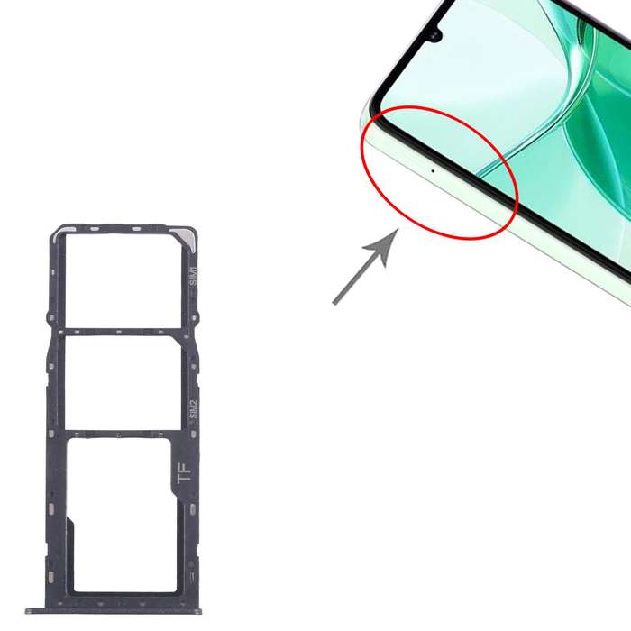 For ZTE Blade A35 SIM Card Tray + SIM Card Tray + Micro SD Card Tray (Black)