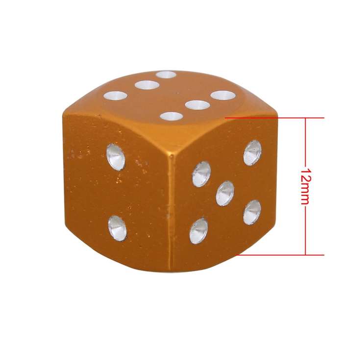 Universal 8mm Dice Style Aluminium Alloy Car Tire Valve Caps, Pack of 4(Gold)