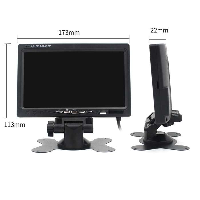 7.0 inch Car Monitor / Surveillance Cameras Monitor with Adjustable Angle Holder & Remote Controller