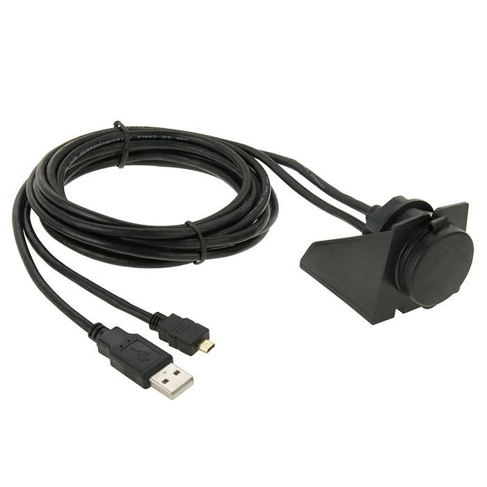 USB 2.0 & Micro HDMI (Type-D) Male to USB 2.0 & HDMI (Type-A) Female Adapter Cable with Car Flush Mo