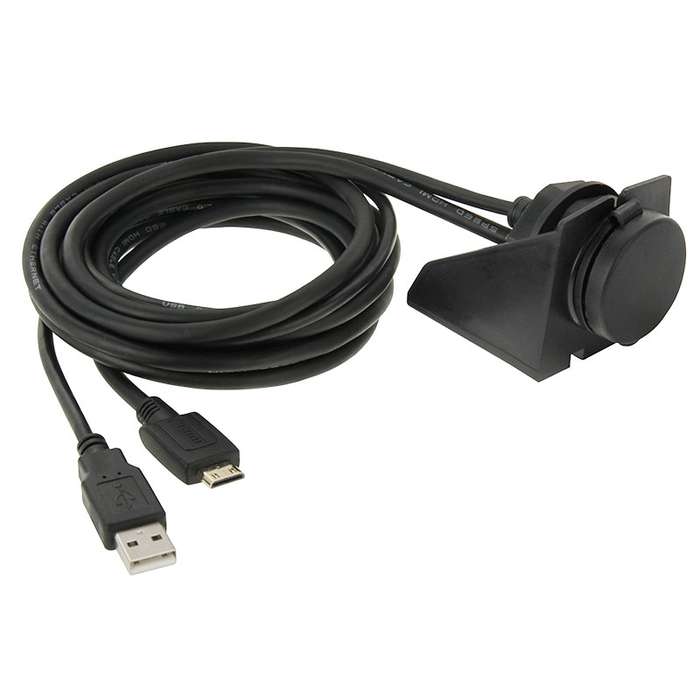 USB 2.0 & Mini HDMI (Type-C) Male to USB 2.0 & HDMI (Type-A) Female Adapter Cable with Car Flush Mou