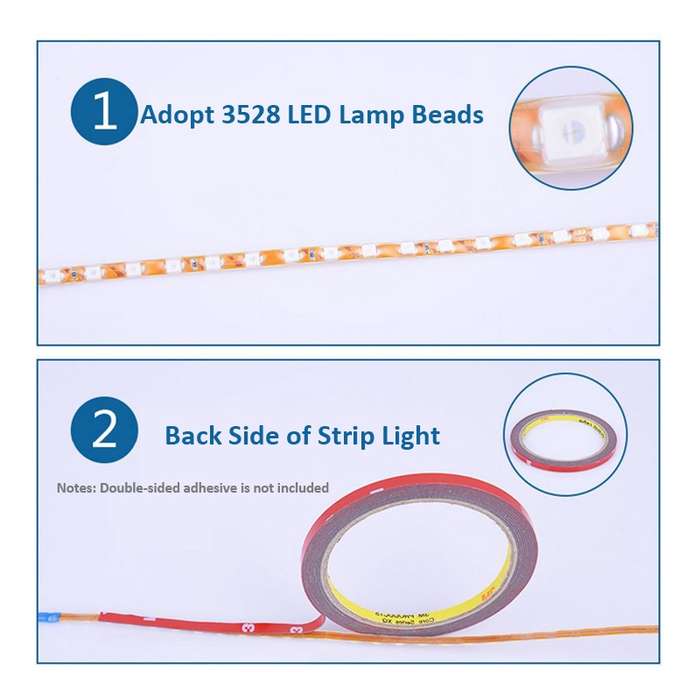 5 PCS Flow Style 45 LED 3528 SMD Waterproof Flexible Car Strip Light for Car Decoration, DC 12V
