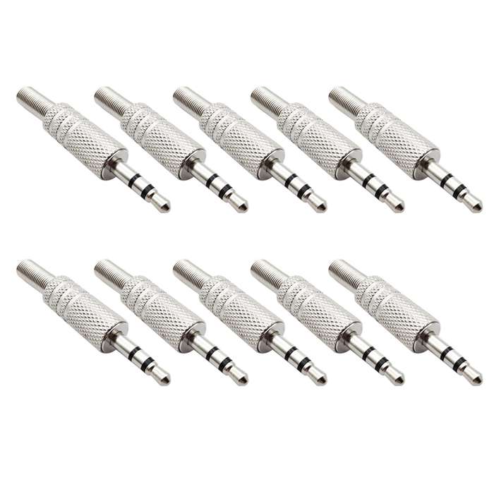 JL0037 3.5mm Audio Jack Connector (10 Pcs in One Package, the Price is for 10 Pcs)(Silver)