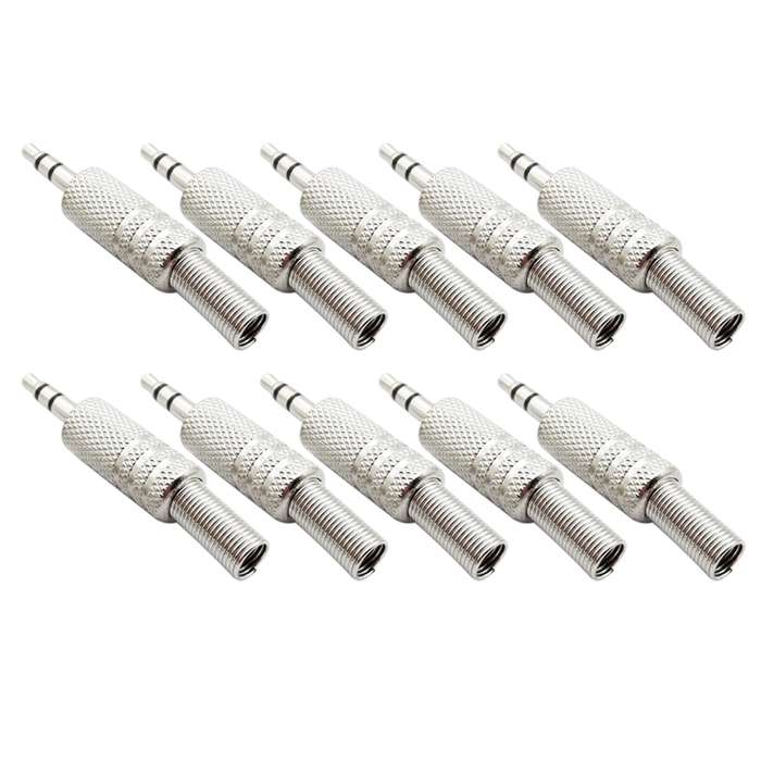 JL0037 3.5mm Audio Jack Connector (10 Pcs in One Package, the Price is for 10 Pcs)(Silver)