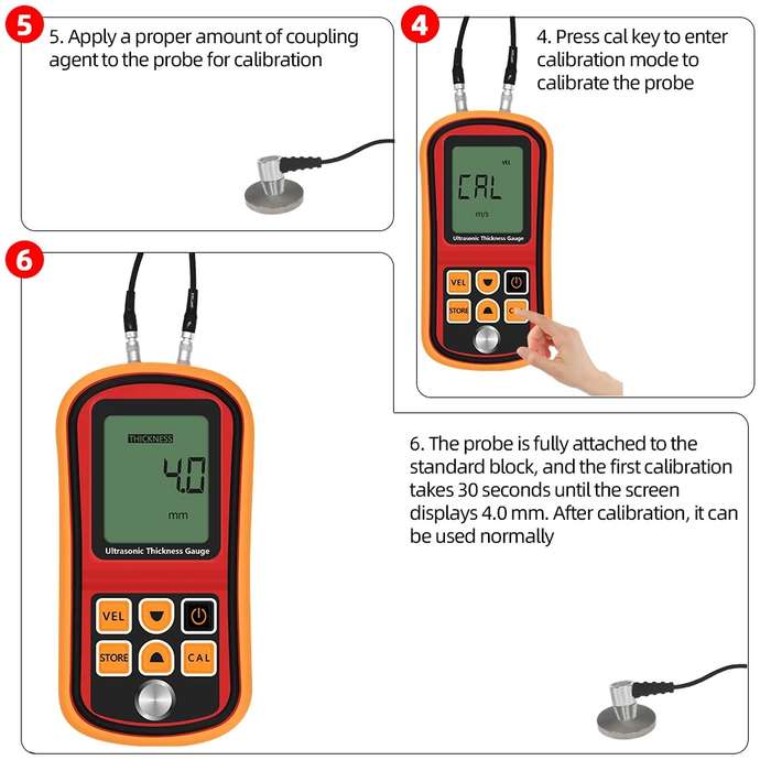 GM-100 Ultrasonic Thickness Meter Tester Gauge Velocity 1.2~225mm(Red)