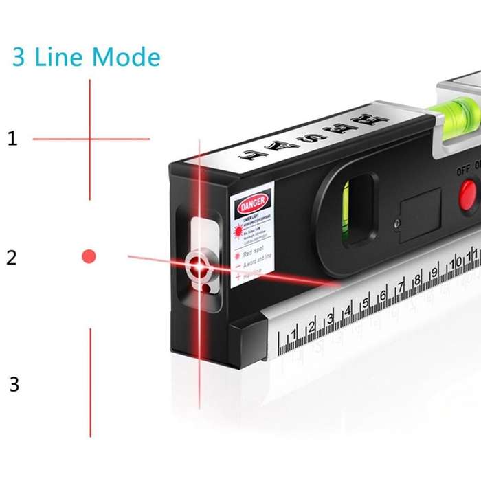 Laser Level with Tape Measure Pro 4 (100cm) / Level Bubbles with LED Light, LV-04(Black)