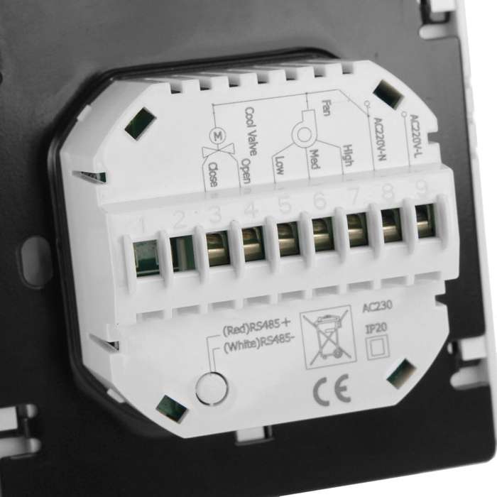 LCD Display Air Conditioning 2-Pipe Programmable Room Thermostat for Fan Coil Unit(White)