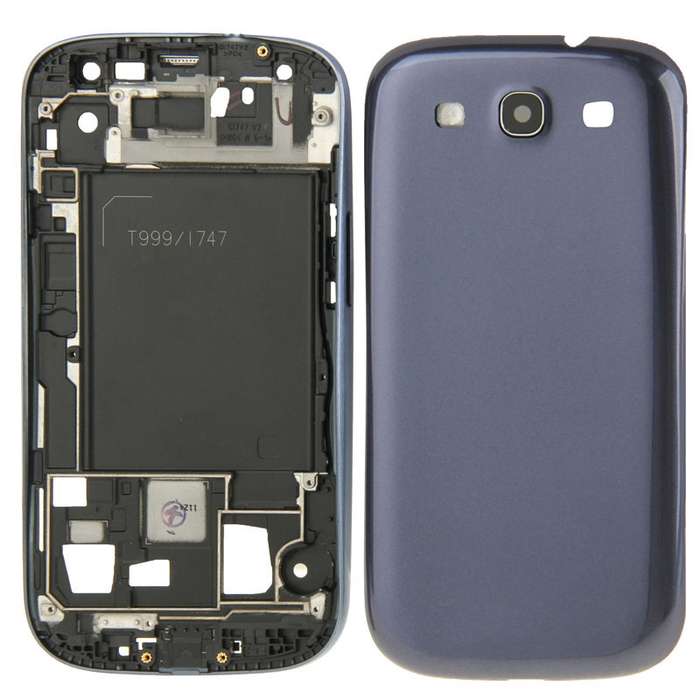 For Galaxy S III / i747 Full Housing LCD Frame Bezel Plate + Back Cover (Blue)