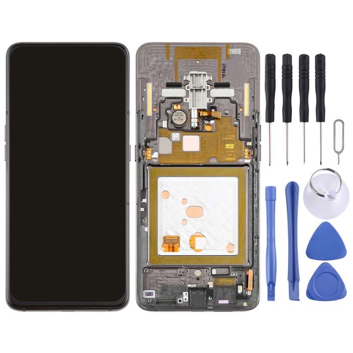 Original Super AMOLED LCD Screen for Galaxy A80 Digitizer Full Assembly with Frame (Black)
