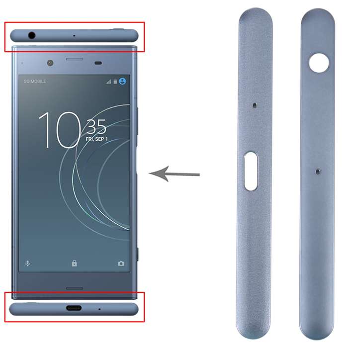 1 Pair Upper and Lower Part Sidebar For Sony Xperia XZ1(Blue)