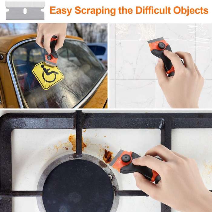 Double Headed Scraper Blade Glue Squeegee Remover Cleaner Tool (Blue)