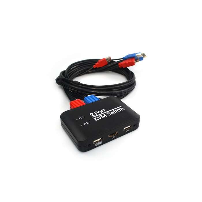 2 Ports USB HDMI KVM Switch Switcher with Cable for Monitor, Keyboard, Mouse, HDMI Switch, Support U