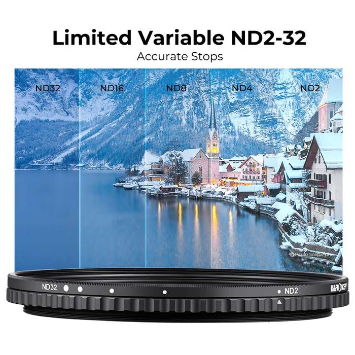 K&F CONCEPT KF01.1725 82mm ND2-ND32 Variable Fader ND Filter Lens with Lens Cap
