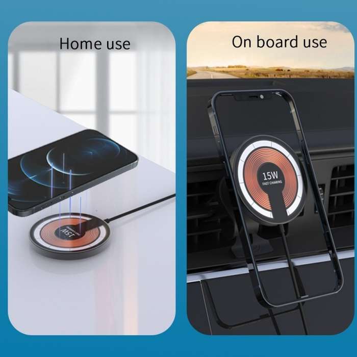 T09 2 in 1 Transparent Car Magnetic Wireless Charger 15W Fast Charging Stand