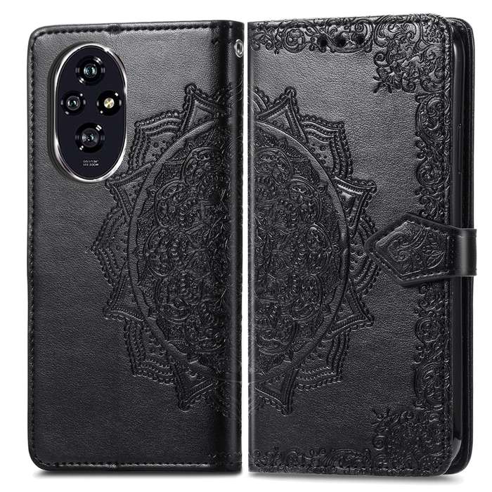 For Honor 200 Mandala Flower Embossed Leather Phone Case(Black)