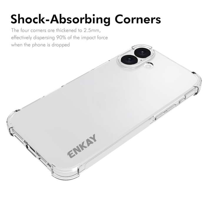 For iPhone 16 ENKAY Hat-Prince Transparent TPU Shockproof Phone Case
