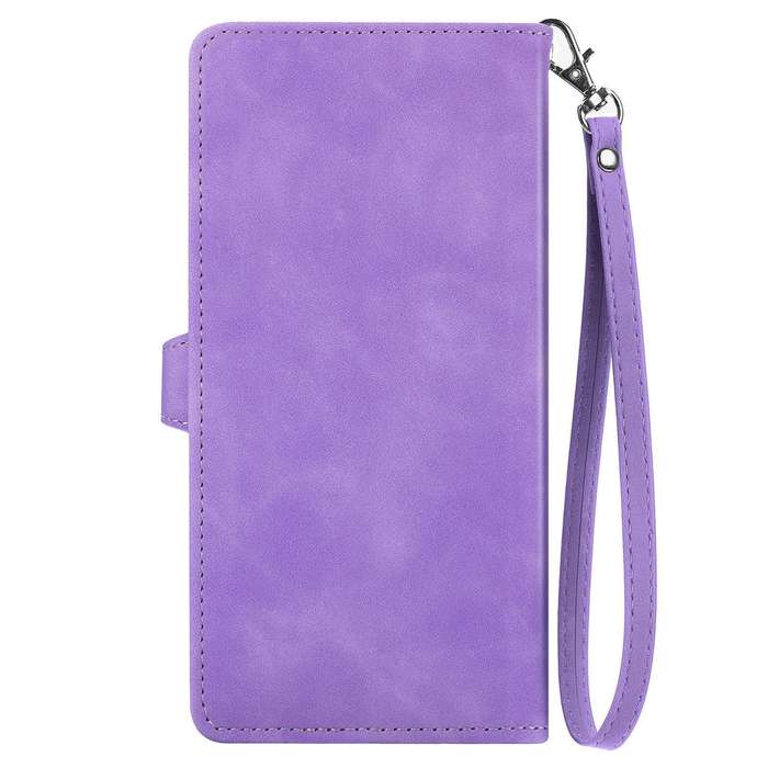 For Samsung Galaxy XCover 5 Embossed Flower Zipper Leather Phone Case(Purple)