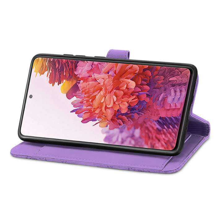 For Samsung Galaxy XCover 5 Embossed Flower Zipper Leather Phone Case(Purple)