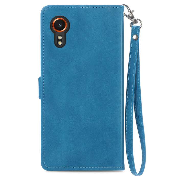 For Samsung Galaxy XCover 7 Embossed Flower Zipper Leather Phone Case(Blue)