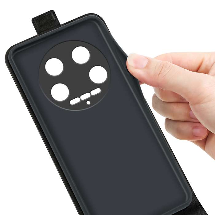 For Xiaomi 14 Ultra R64 Texture Vertical Flip Leather Phone Case(Black)
