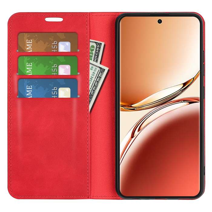 For OPPO A3 Pro 5G Retro-skin Magnetic Suction Leather Phone Case(Red)