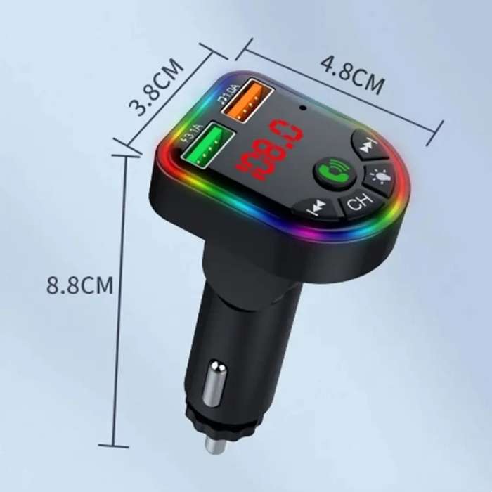 P5 Support U Disk Colorful Ambient Light Car Charger Digital Display Bluetooth Wireless Car MP3 Play