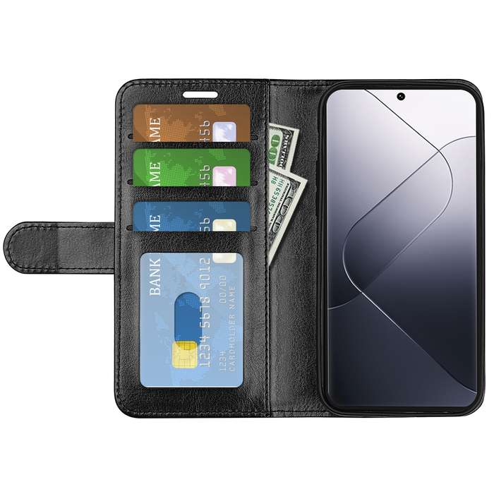 For Xiaomi 14 Pro R64 Texture Horizontal Flip Leather Phone Case(Black)