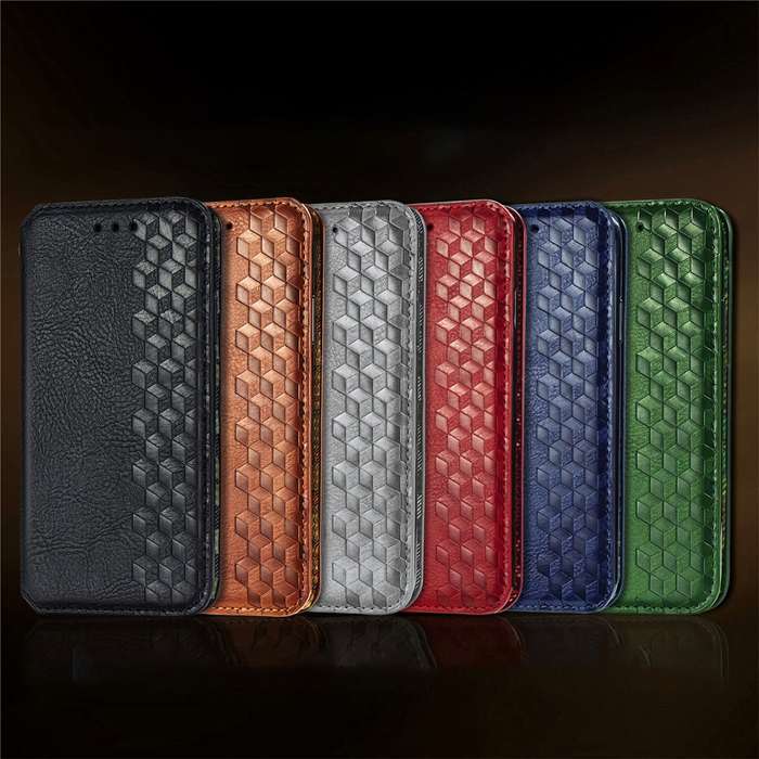 For Realme 12 Pro Cubic Grid Pressed Magnetic Leather Phone Case(Green)