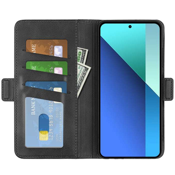 For Xiaomi Redmi Note 13 4G Dual-side Magnetic Buckle Horizontal Flip Leather Phone Case(Black)