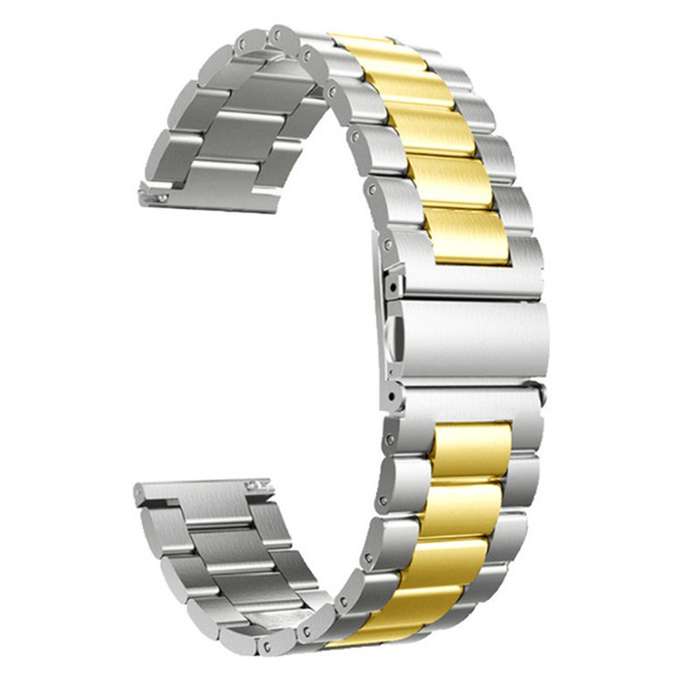 For Huawei Watch GT4 46mm Three Bead Stainless Steel Metal Watch Band(Silver+Gold)