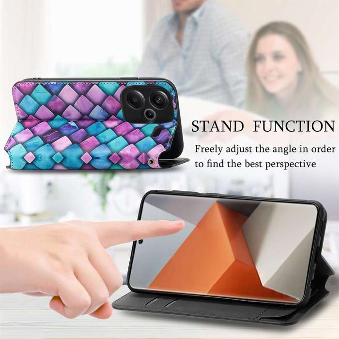 For Xiaomi Redmi Note 13 Pro+ CaseNeo Colorful Magnetic Leather Phone Case(Colorful Cube)