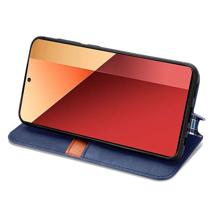 For Xiaomi Redmi Note 13 Pro 4G Cubic Grid Pressed Magnetic Leather Phone Case(Blue)