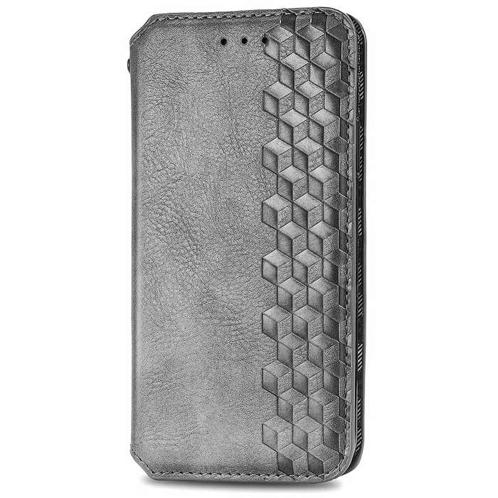 For Xiaomi Redmi Note 12 Pro 5G Cubic Grid Pressed Magnetic Leather Phone Case(Grey)