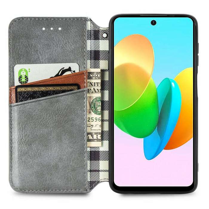 For Xiaomi Redmi Note 12 Pro 5G Cubic Grid Pressed Magnetic Leather Phone Case(Grey)