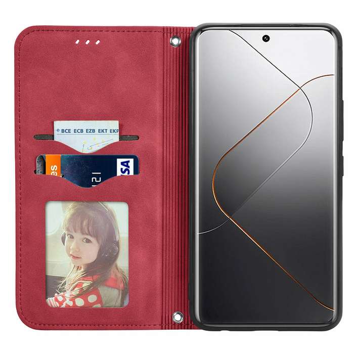 For Xiaomi  14 Pro Retro Skin Feel Magnetic Flip Leather Phone Case(Red)