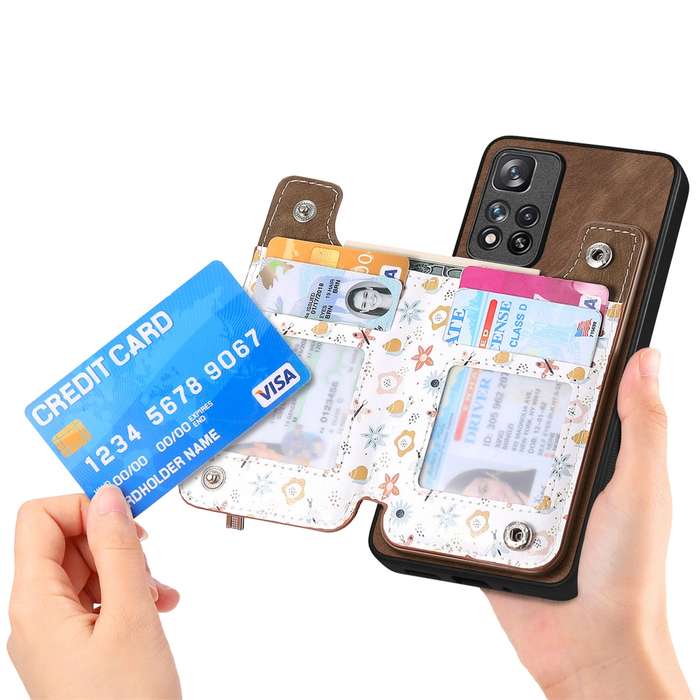 For Redmi K40 Retro Painted Zipper Wallet Back Phone Case(Brown)
