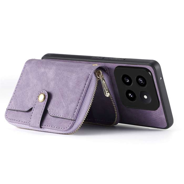 For Xiaomi 14 Pro Crossbody Multi-function Zipper Wallet Phone Case(Purple)
