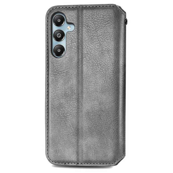For Samsung Galaxy M14 4G Cubic Grid Pressed Magnetic Leather Phone Case(Grey)