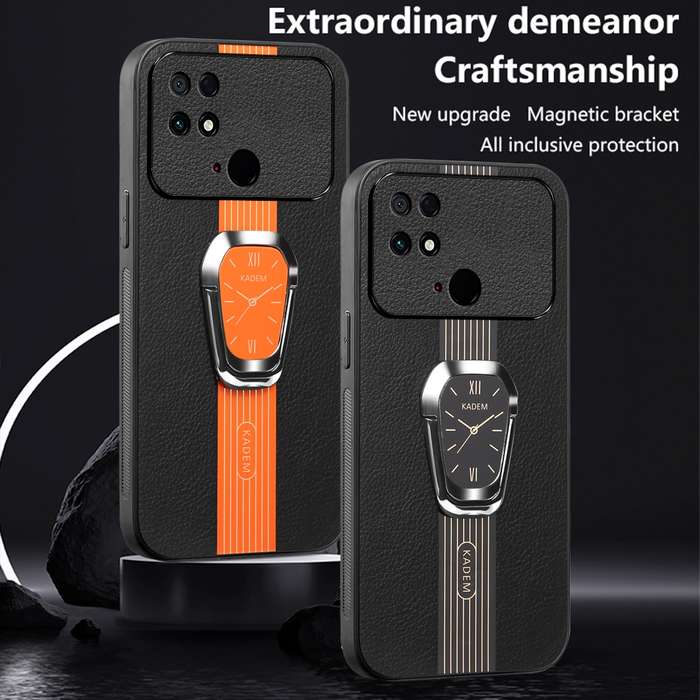 For Xiaomi Poco C40 Magnetic Litchi Leather Back Phone Case with Holder(Green)