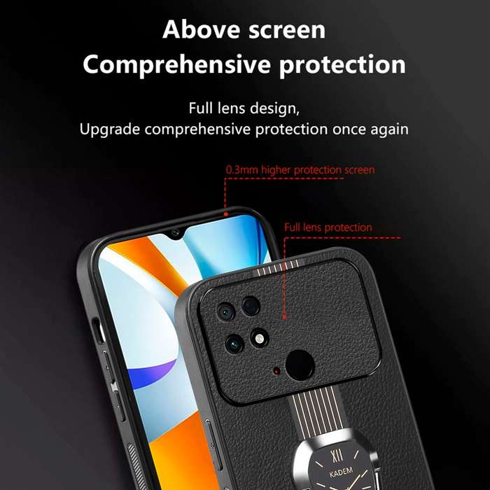 For Xiaomi Poco C40 Magnetic Litchi Leather Back Phone Case with Holder(Green)