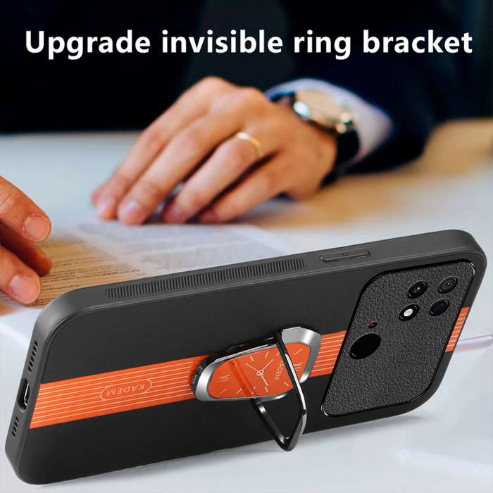 For Xiaomi Poco C40 Magnetic Litchi Leather Back Phone Case with Holder(Green)