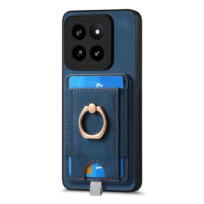 For Xiaomi  14 Pro Retro Splitable Magnetic Card Bag Leather Phone Case(Blue)