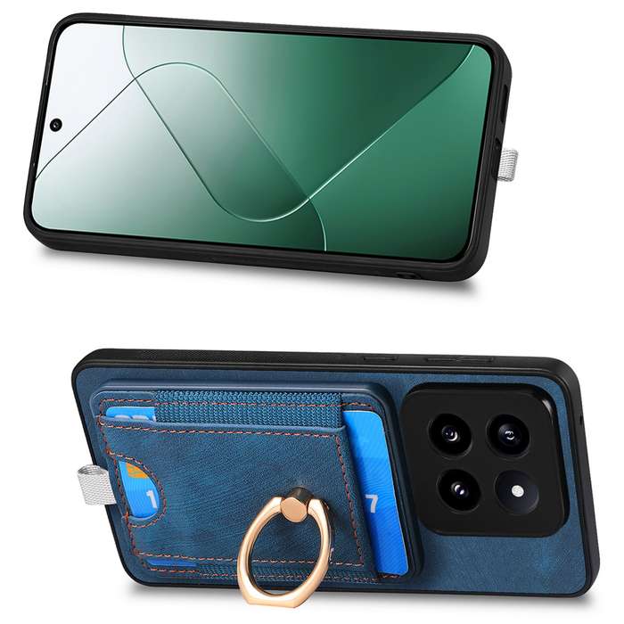 For Xiaomi  14 Pro Retro Splitable Magnetic Card Bag Leather Phone Case(Blue)