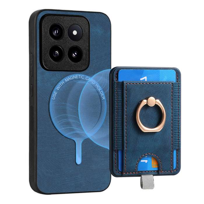 For Xiaomi  14 Pro Retro Splitable Magnetic Card Bag Leather Phone Case(Blue)