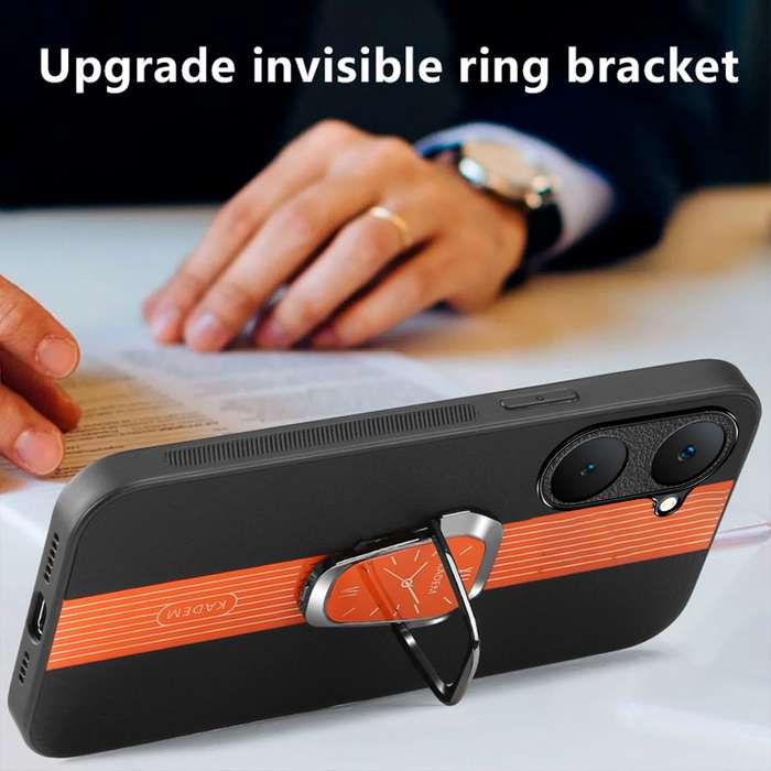 For vivo Y03 Global Magnetic Litchi Leather Back Phone Case with Holder(Green)