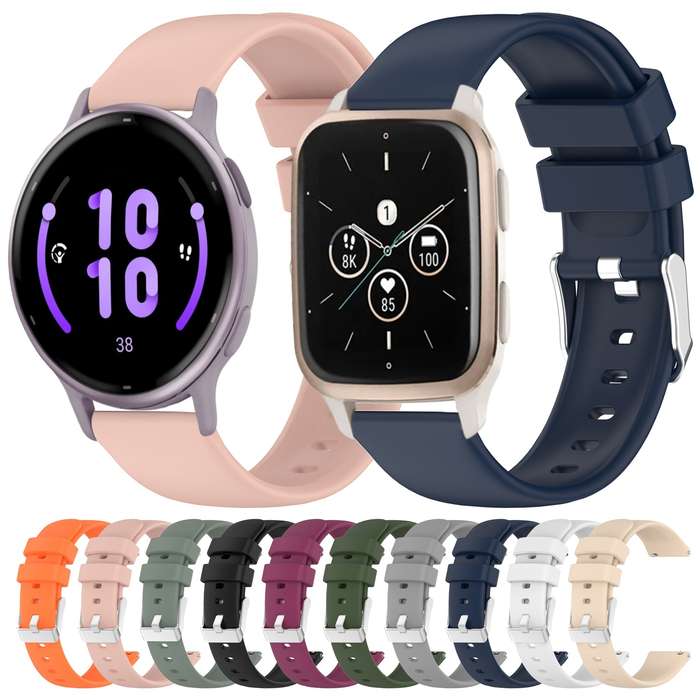 For Garmin Forerunner Sq2 Music 20mm Smooth Solid Color Silicone Watch Band(Black)